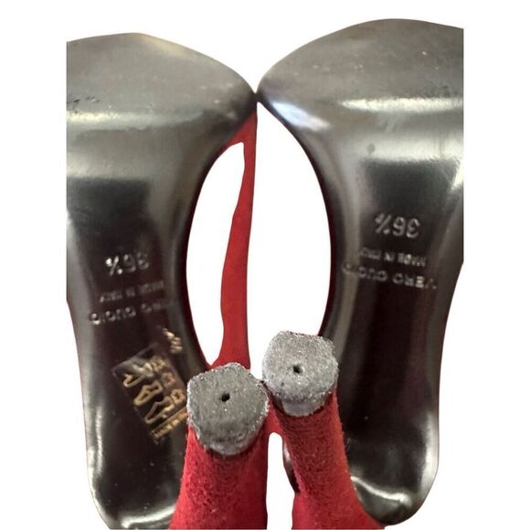 Versace 1969 Italia Women Red Suede point stiletto heel Size: 361/2, US 6 - Picture 6 of 11